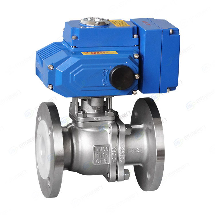Fluorine lined electric flange ball valve