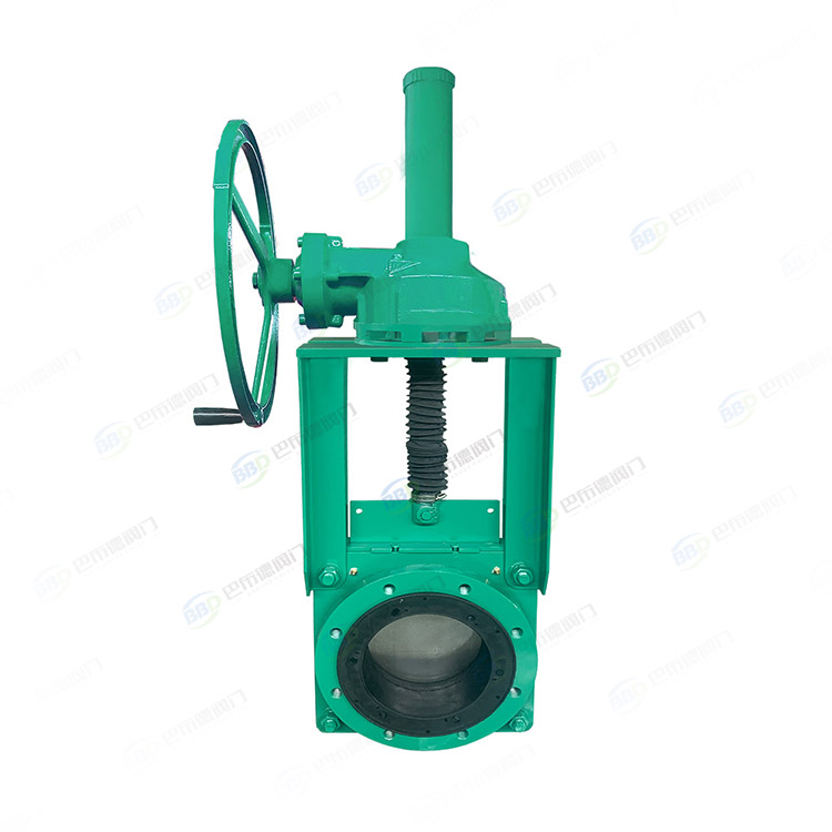 Umbrella gear flange slurry knife gate valve