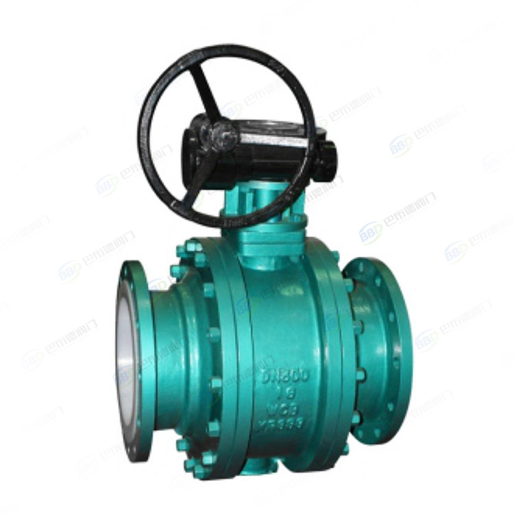 Fluorine lined worm gear flange ball valve