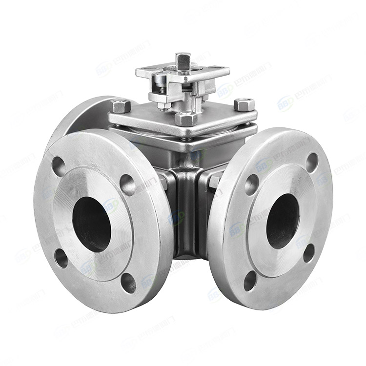Square three-way high platform ball valve