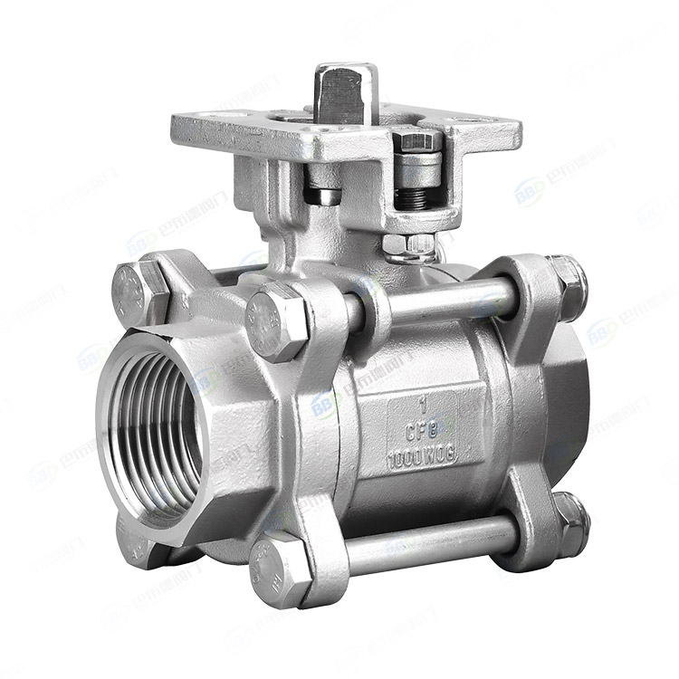 3PC high platform threaded ball valve